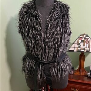 Lane Bryant Black and White Faux Fur Vest